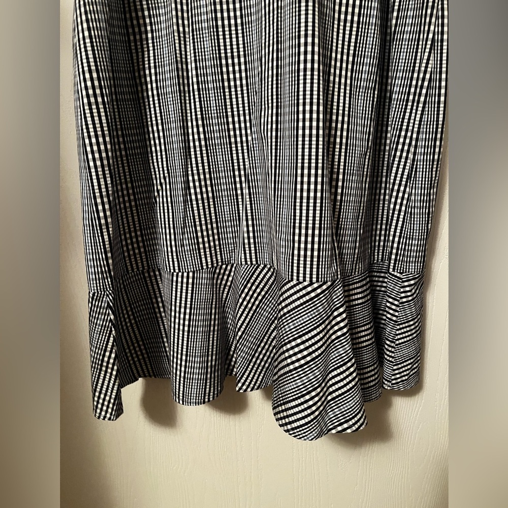 NWT J Crew Sleeveless Blue Plaid Mini Dress with Ruffle Hem Size 12 - Picture 6 of 10